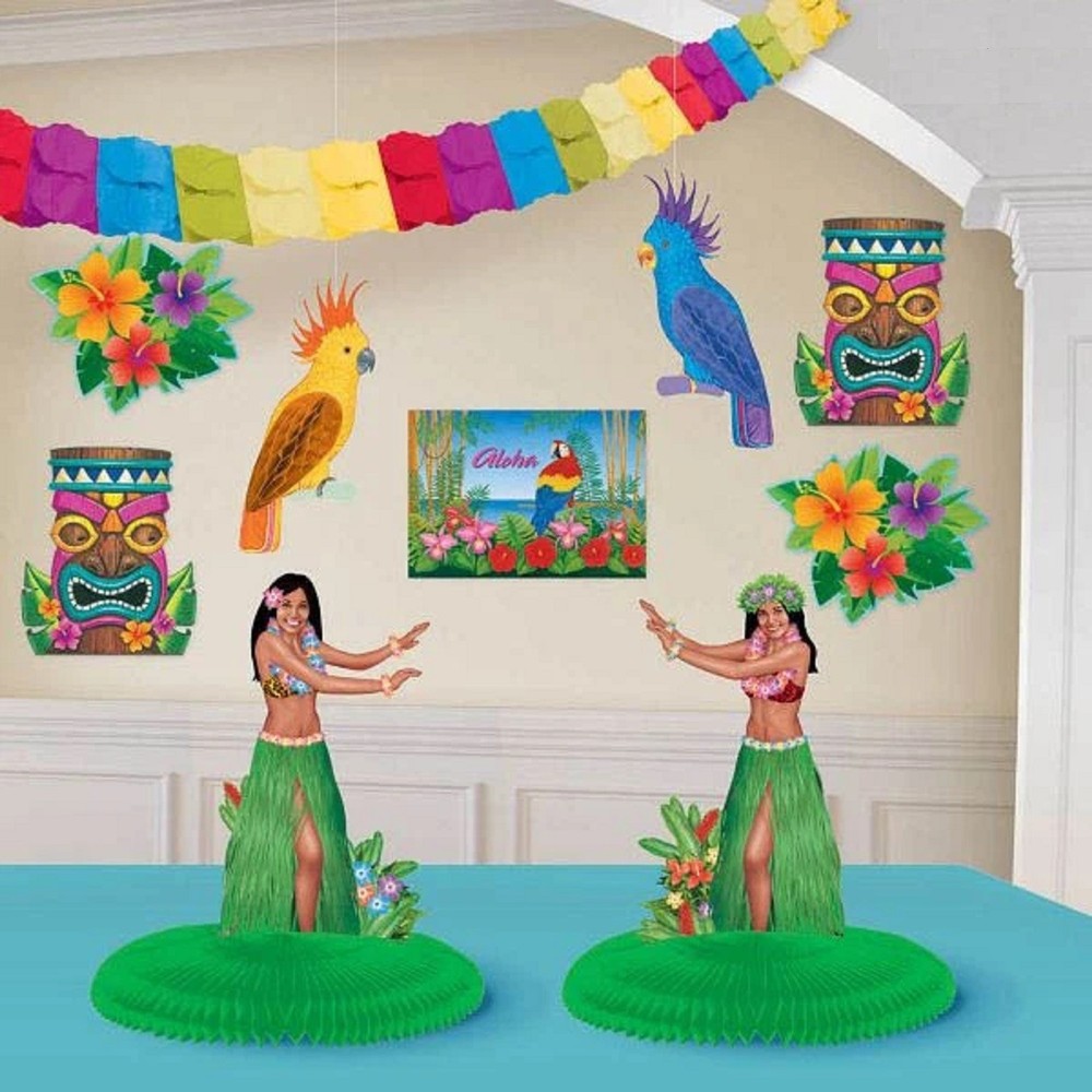 Aloha Summer Hibiscus Tropical Luau Theme Party Room Decorating Kit