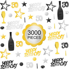 3000 Pcs 50Th Birthday Confetti for Table Decoration 50 Confetti Mix Gold Black