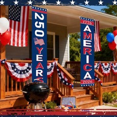 2 Pack 250th Birthday Decorations 71» x 14» 250 Years Anniversary Banner Flag