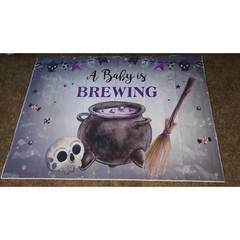 Halloween Baby Shower Backdrop Banner Decorations Witches Cauldron 7ft W x 5ft L
