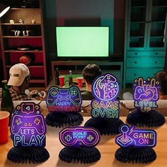 9 Pcs Neon Video Game Party Decorations Supplies Neon Video Game Honeycomb