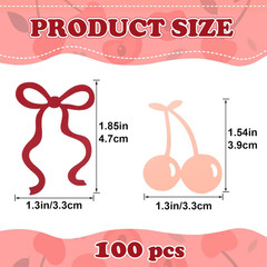 100Pcs Paper Cherry Bow Confetti, Paper Bows Cherries Table Scatters Party Favor