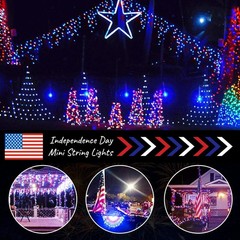 Waterproof Patriotic String Lights – 100 Incandescent Bulbs for Parties