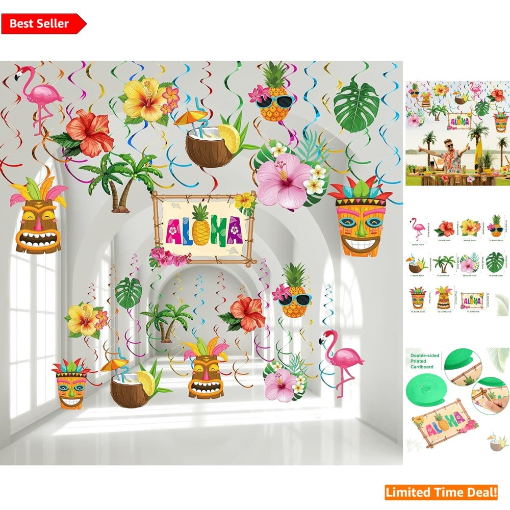 Tropical Party Atmosphere: 30 Durable Hanging Swirl Decorations for Any Occasion