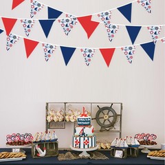 32Ft Nautical Party Decorations Red Blue White Nautical Themed Fabric Banner …