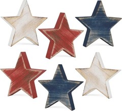 Elegant Patriotic Wooden Star Set – Rustic Decor for Independence Day