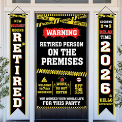 Retirement Party Decorations – Funny Caution Banner for Coworker Farewell