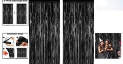 Elegant 2 Pack Black Foil Curtains – Perfect for Birthday & Graduation Parties