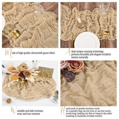 25 Pack Beige Table Runner 17 x 108inch Cheesecloth Table Runner Boho Gauze T…