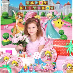 Princess Peach Toadstool Party Supplies Birthday Set Plates Balloons Banner