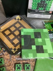 Minecraft Birthday Party Supplies Large Lot Plates, Napkins, Balloons, Banner
