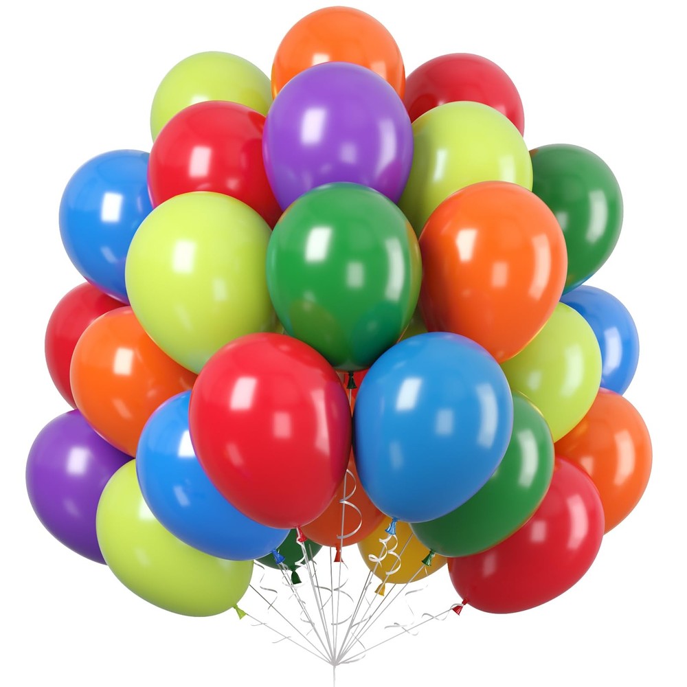 Green Purple Balloons Set, 50 Pcs Colorful Balloon, 12 Inch Red Orange Blue L…