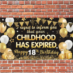 18th Birthday Banner Backdrop I Regret to Inform You Your Childhood Has Expired