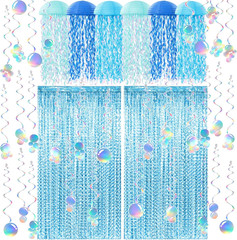 20 Pcs Hanging Jellyfish Paper Lanterns with Tassel Curtains Swirl Bubble Stream