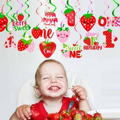 20 PCS Berry First Birthday Hanging Swirls Strawberry Sweet One Streamer