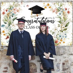 Wildflower Graduation Backdrop Watercolor Floral Class of 2026 Graduation Decora