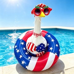 1Set Striped Bikini Stylish Patriotic Porch Goose Outfits Unique Creative Yard