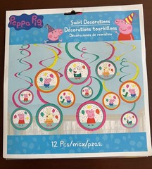 New Peppa Pig Party Swirl and String Hanging Decorations & Plastic Tablecloth