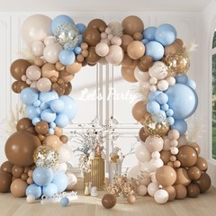 Boho Balloon Garland Arch Kit 142PCS Brown Blue Baby Shower Decorations