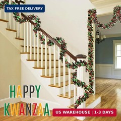 MARFOREVER Black History Month Decorations Garland, Red Green Black Tinsel Twist