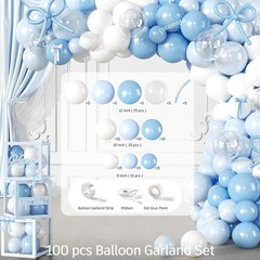 288 PCS Blue Bow Birthday Decorations, Worry-Free One-Stop Set for 25 Guests, wi