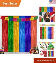 Colorful 2-Piece Fiesta Backdrop Set, 3.28FT x 7.05FT – Perfect for Celebrations