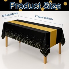 3Pcs Black and Gold Graduation Tablecloth, Graduation Decorations 2026,