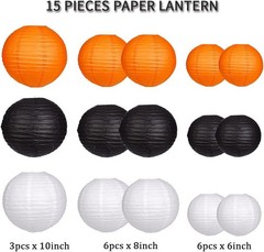 15pcs Paper Lanterns Decorative, Party Supplies for Halloween Thanksgiving Party