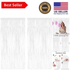 Versatile Metallic Foil Fringe Curtains – 2 Pack 3.28 x 7.05 Feet Backdrop