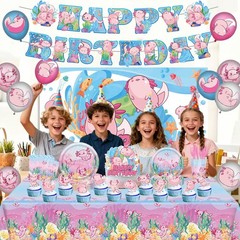 Axolotl Birthday Decorations Include Axolotl Plates-Napkins-Cups-Cutlery-Tabl…