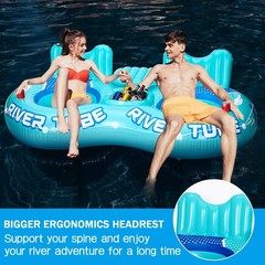 Pcs Inflatable River Tube Float 2 Person Heavy Duty Pool Float with Built in