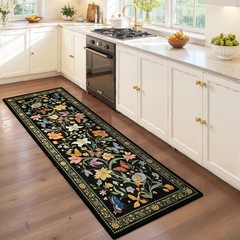 2×6 Runner Rug for Hallways Non Slip, Washable 2′ x 6′ (Rectangular), Black