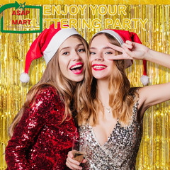 30 Pack Gold Foil Fringe Curtain Backdrop, 3.3X8.2 Feet Metallic Tinsel Streamer