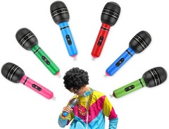 Durable Inflatable Microphones – Set of 6 in Random Colors for Karaoke & Parties