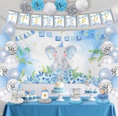 Elephant Baby Shower Decorations for Boy, Blue Baby Boy Shower Decorations Kits