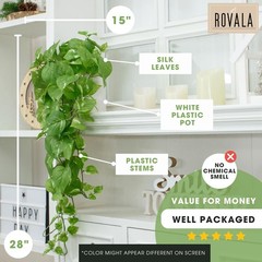 ROVALA Silk Plants for Home Decor Indoor in Pot Medium/Small, 01 Light Green