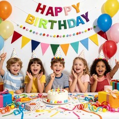 Felt Happy Banner Set, Pre-Strung 3D Happy Banner with Pom Pom Garland & Tria…