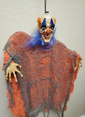 (2) Halloween Hanging Clowns Spooky Grim Reaper Skeleton Garden Decor 34″