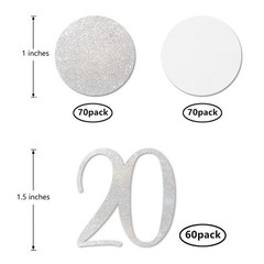 Silver Glitter 20 Confetti 20th Birthday Number Confetti 200pcs Anniversary P…