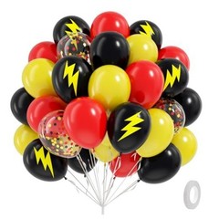 60pcs Black and Yellow Balloons 12inch with Black Print Red Red Yellow Black