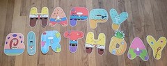 Happy Birthday Banner Spongebob Style 8 Inch Size High Letters With String