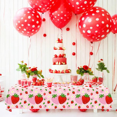 4 Pack Strawberry Tablecloth Pink Strawberry Birthday Party Decorations Berry
