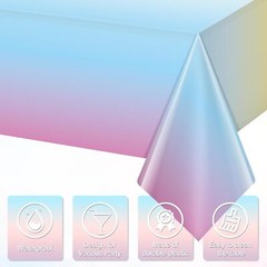 6 Pack Pastel Rainbow Plastic Tablecloth Party Decorations, 6 Pack,