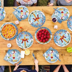 96 Pcs Jesus Birthday Party Decorations – Christian Cross Plates & Napkins Set f