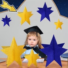 Sinload 45 Pcs 3D Glitter Star Decorations Back To School Work Stars