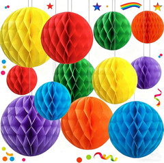12Pcs Pastel Hanging Honeycomb Balls Decorations Party Decoration Rainbow Birthd