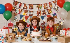 Western Cowboy Party Decorations, 13 Pcs Cowboy Wild West Hanging Swirls Banner