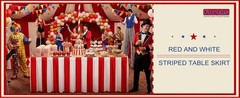 6 Packs Red and White Striped Table Skirt Circus Table Skirt Carnival Theme