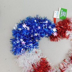 Lot Patriotic Hanging Tinsel Party Decor American Flag Hat Stars & Hearts #3219