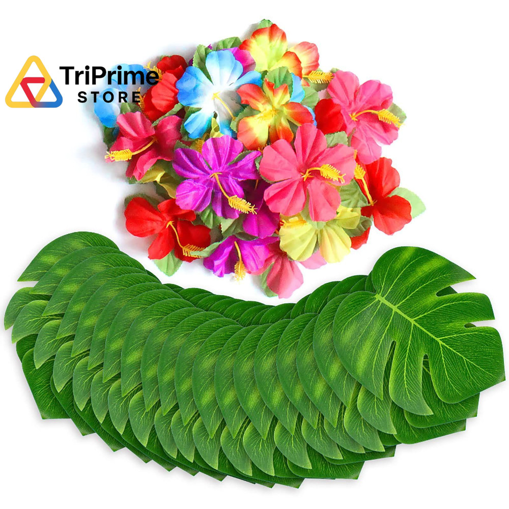 60Pcs Tropical Party Decorations Supplies Palm Middle, Multi Color